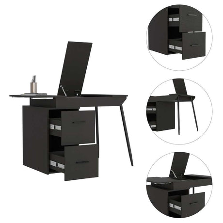 Escritorio Office Conect 90 Wengue 93 cm con Puertas y Cajones - Escritorios y Archivadores | Bylmo