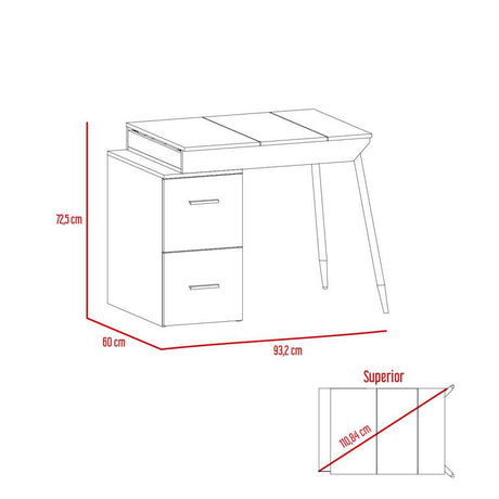 Escritorio Office Conect 90 Wengue 93 cm con Puertas y Cajones - Escritorios y Archivadores | Bylmo