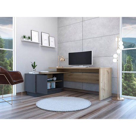 Escritorio en L Office Duna 179 cm con Puerta y Entrepaños - Escritorios y Archivadores | Bylmo