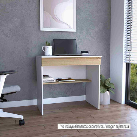 Escritorio Ohio Blanco 80 cm con Un Cajón y Entrepaños - Escritorios | Bylmo
