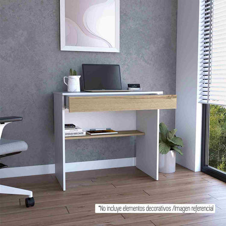 Escritorio Ohio Blanco 80 cm con Un Cajón y Entrepaños - Escritorios | Bylmo