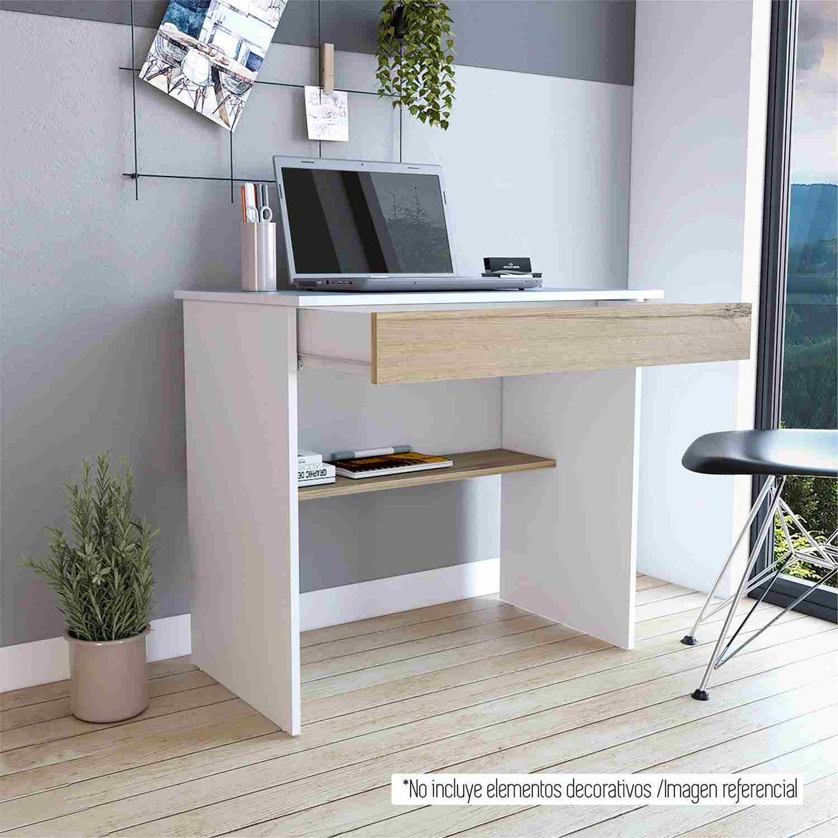 Escritorio Ohio Blanco 80 cm con Un Cajón y Entrepaños - Escritorios | Bylmo