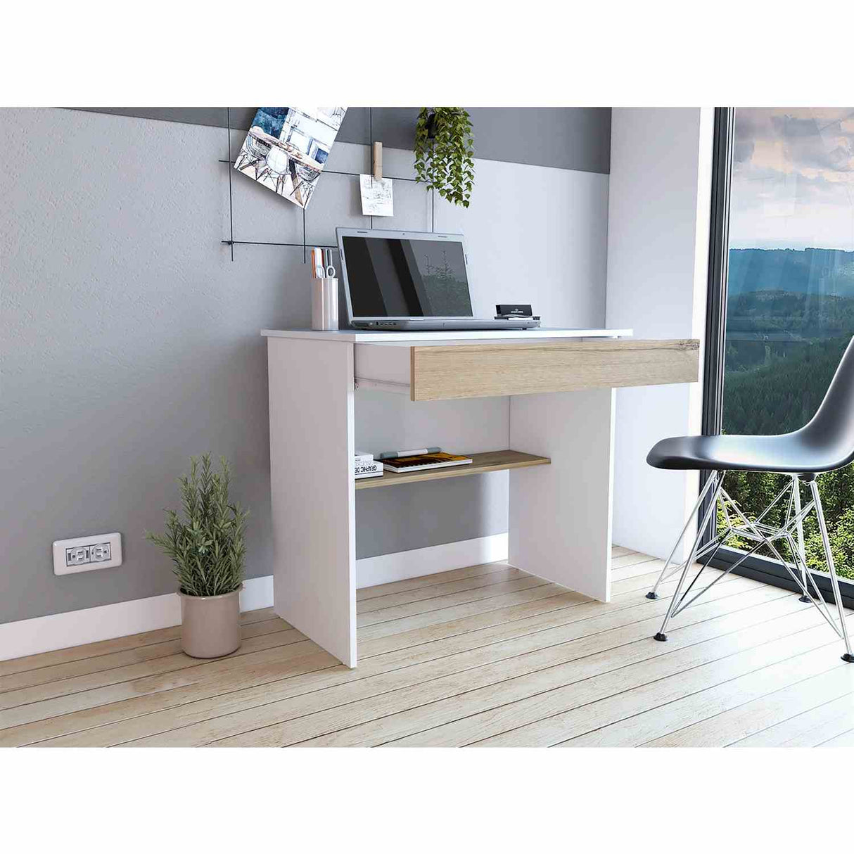 Escritorio Ohio Blanco 80 cm con Un Cajón y Entrepaños - Escritorios | Bylmo