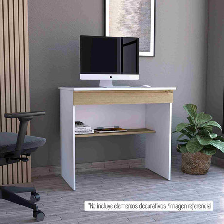 Escritorio Ohio Blanco 80 cm con Un Cajón y Entrepaños - Escritorios | Bylmo