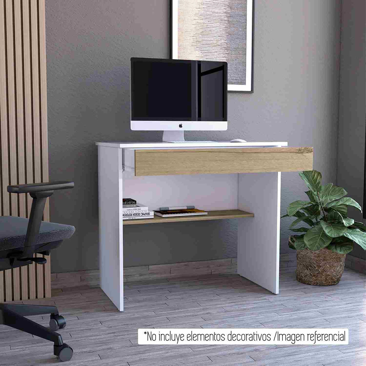 Escritorio Ohio Blanco 80 cm con Un Cajón y Entrepaños - Escritorios | Bylmo