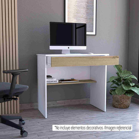 Escritorio Ohio Blanco 80 cm con Un Cajón y Entrepaños - Escritorios | Bylmo