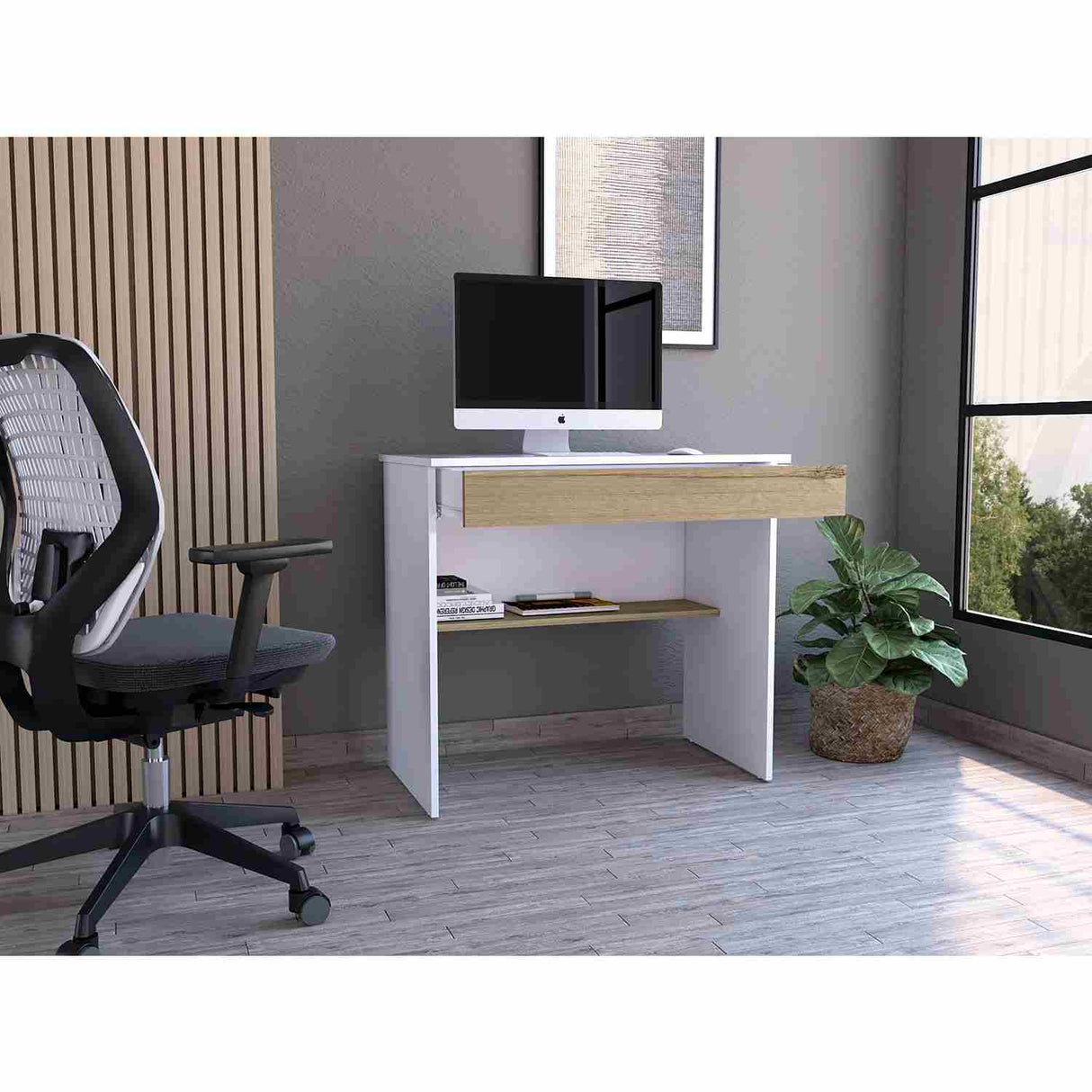 Escritorio Ohio Blanco 80 cm con Un Cajón y Entrepaños - Escritorios | Bylmo