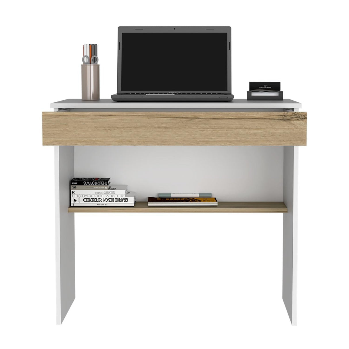 Escritorio Ohio Blanco 80 cm con Un Cajón y Entrepaños - Escritorios | Bylmo