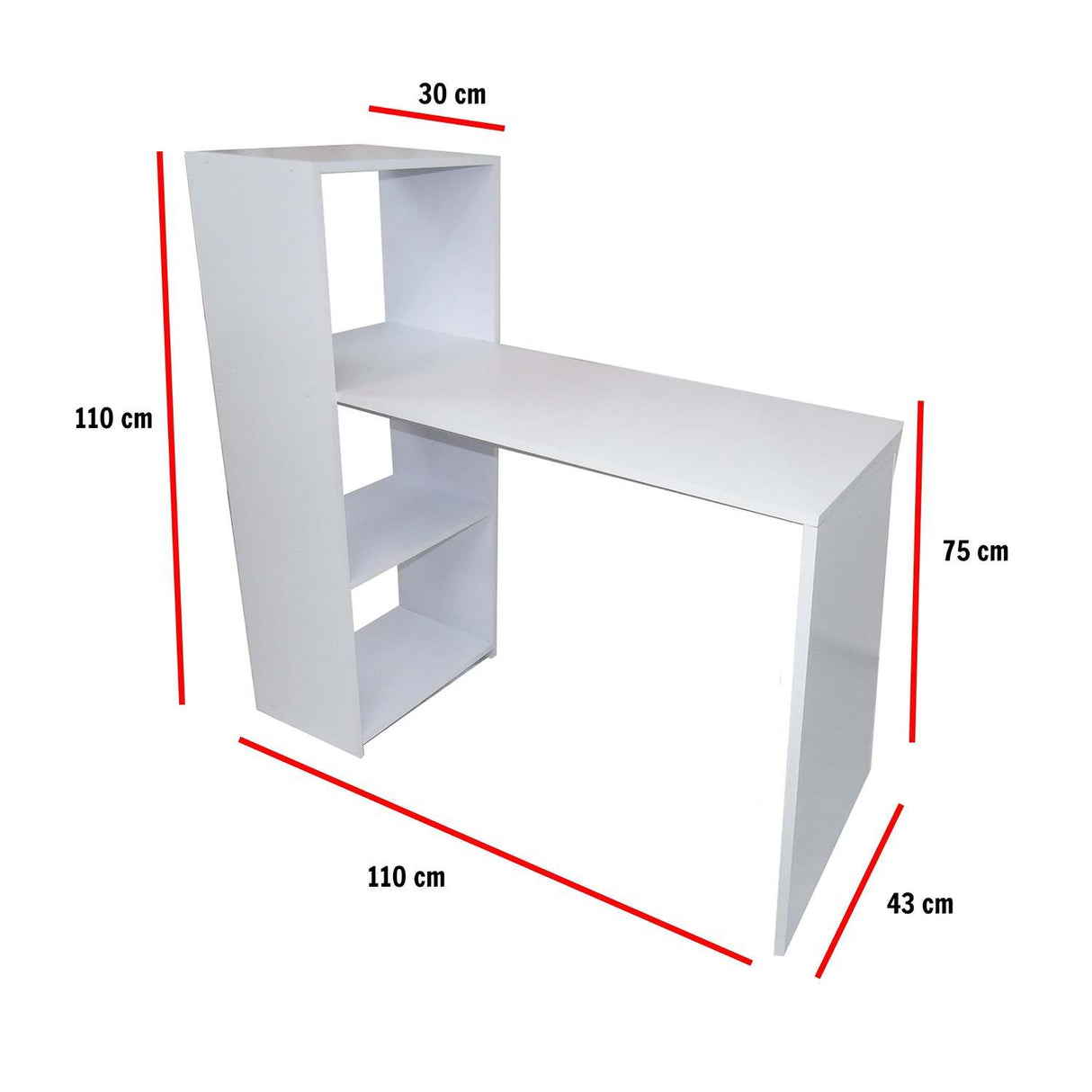 Escritorio Queen Blanco 110 cm con Biblioteca - Escritorios | Bylmo