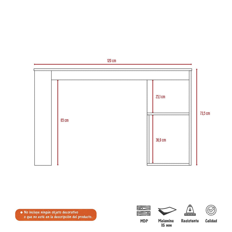 Escritorio Río Rovere 120 cm x 74 cm con 2 Entrepaños Inferiores