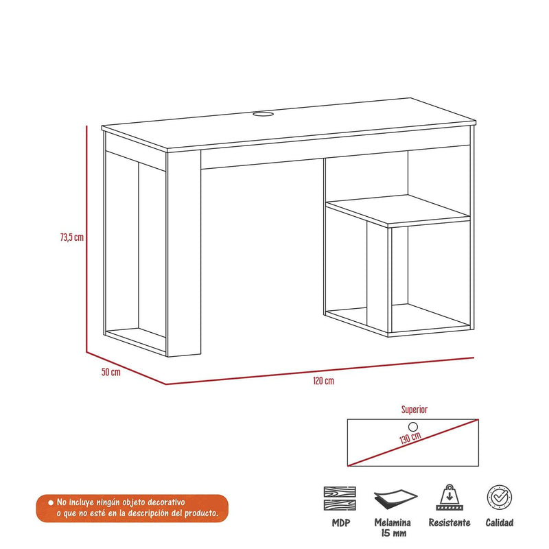 Escritorio Río Rovere 120 cm x 74 cm con 2 Entrepaños Inferiores