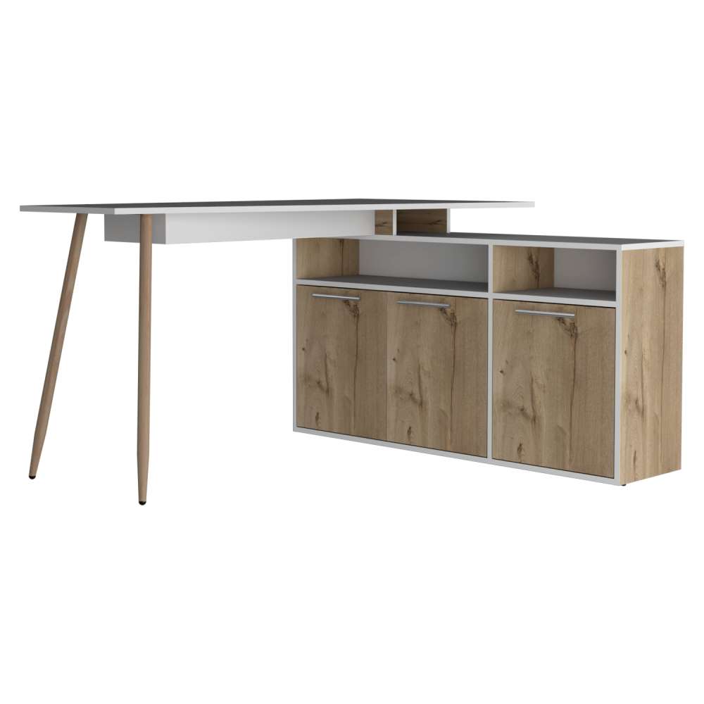 Escritorio en L Singapur Duna 130 cm con Puertas y Entrepaños - Escritorios y Archivadores | Bylmo