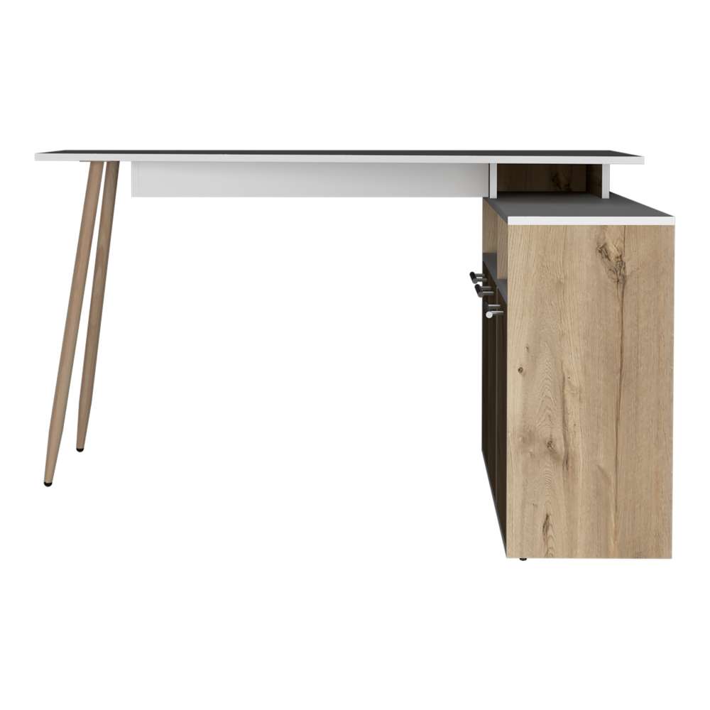 Escritorio en L Singapur Duna 130 cm con Puertas y Entrepaños - Escritorios y Archivadores | Bylmo