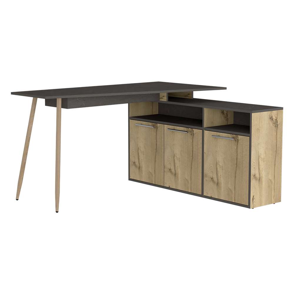 Escritorio en L Singapur Duna 103 cm con Puertas y Entrepaños - Escritorios y Archivadores | Bylmo