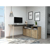Escritorio en L Singapur Duna 103 cm con Puertas y Entrepaños - Escritorios y Archivadores | Bylmo
