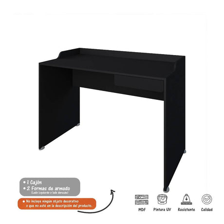 Escritorio Slim Negro 113x82cm Con Un Cajón - Escritorios y Archivadores | Bylmo