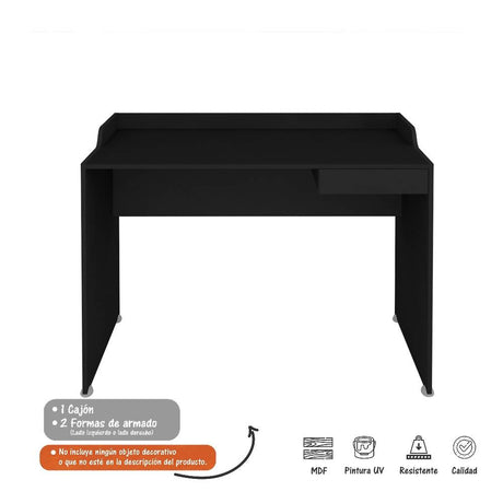 Escritorio Slim Negro 113x82cm Con Un Cajón - Escritorios y Archivadores | Bylmo