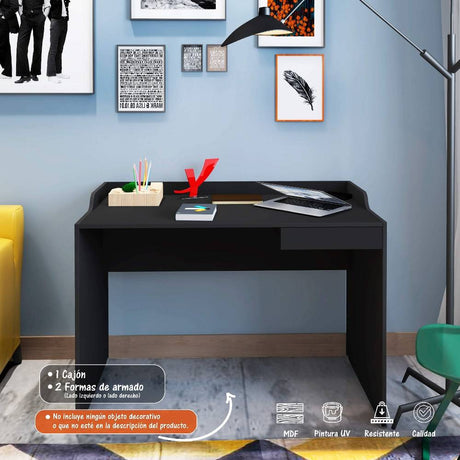 Escritorio Slim Negro 113x82cm Con Un Cajón - Escritorios y Archivadores | Bylmo
