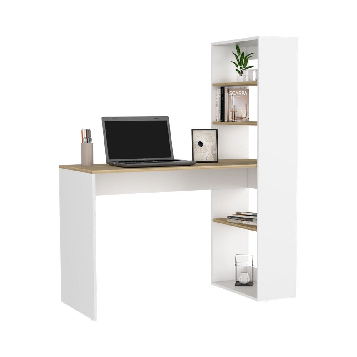 Escritorio Z120 Blanco 120 cm con Estantería - Escritorios | Bylmo