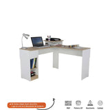 Escritorio en L Veneza Duna 120.9x73cm Con Un Cajón y con Organizador de Libros - Escritorios | Bylmo