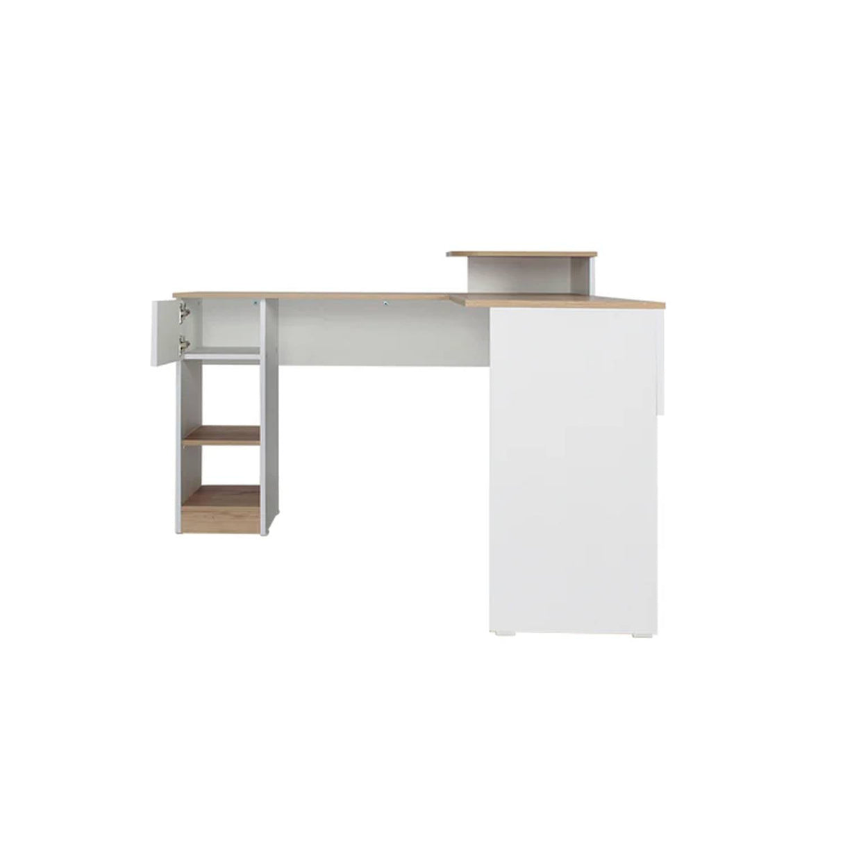 Escritorio en L Veneza Duna 120.9x73cm Con Un Cajón y con Organizador de Libros - Escritorios | Bylmo