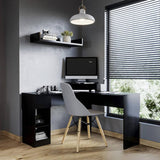 Escritorio en L Veneza Wengue 120.9x86.6cm Con Un Cajón y con Organizador de Libros - Escritorios | Bylmo