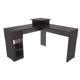 Escritorio en L Veneza Wengue 120.9x86.6cm Con Un Cajón y con Organizador de Libros - Escritorios | Bylmo