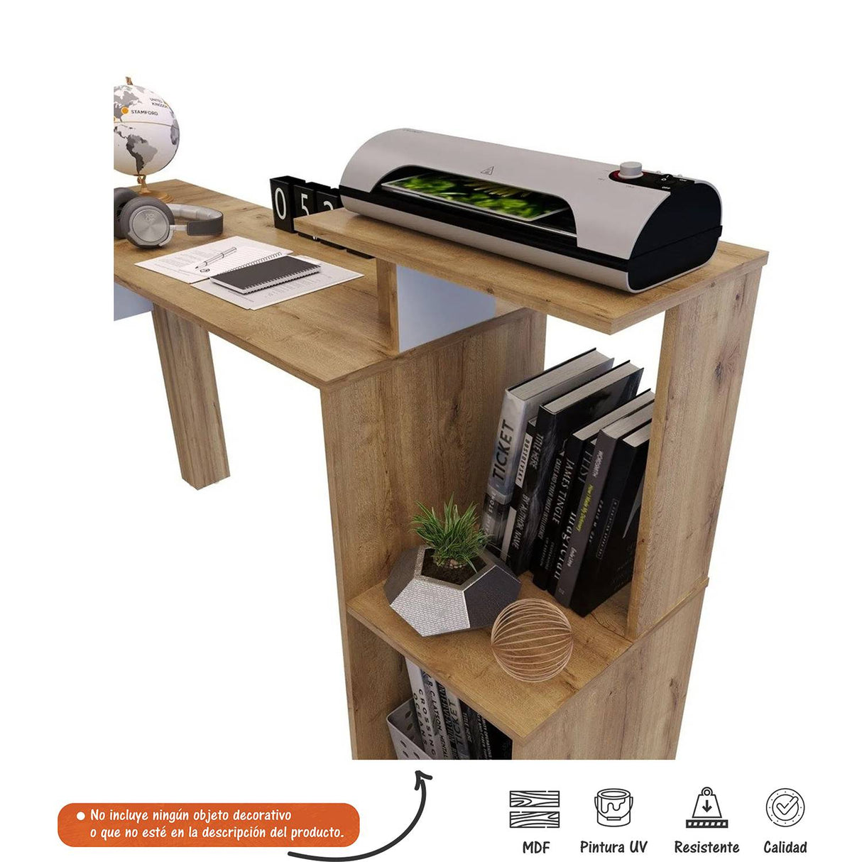 Escritorio biblioteca en L 120x141cm Malta - Duna - Escritorios | Bylmo