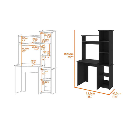 Escritorio con Biblioteca Victoria Wengue 99x163cm sin Cajones y con Organizador de Libros - Escritorios | Bylmo