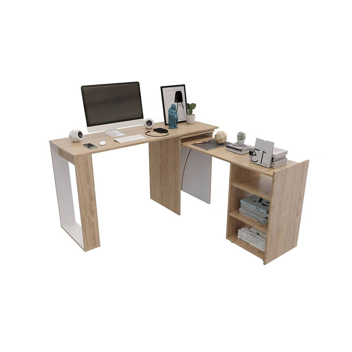 Escritorio dos Puestos Extensible o forma de L Cuba - Rovere - Escritorios | Bylmo