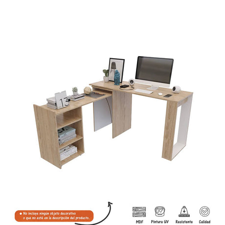 Escritorio dos Puestos Extensible o forma de L Cuba - Rovere - Escritorios | Bylmo