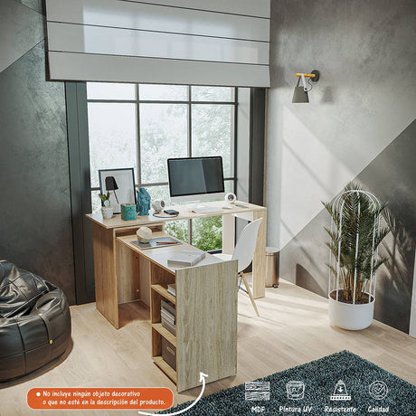 Escritorio dos Puestos Extensible o forma de L Cuba - Rovere - Escritorios | Bylmo