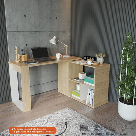 Escritorio dos Puestos Extensible o forma de L Cuba - Rovere - Escritorios | Bylmo