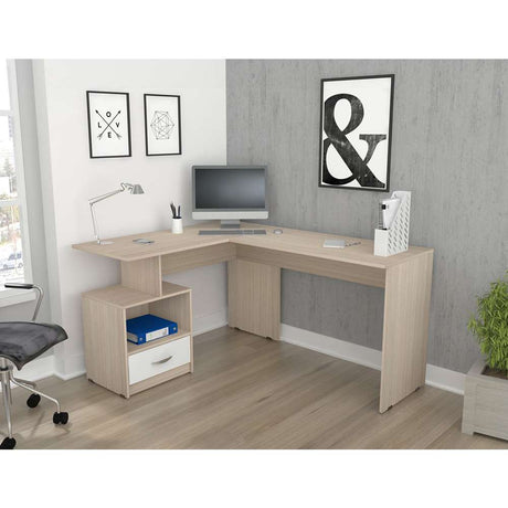 Escritorio en L Cibeles Arena 150 cm con Cajón Lateral - Oficina | Bylmo