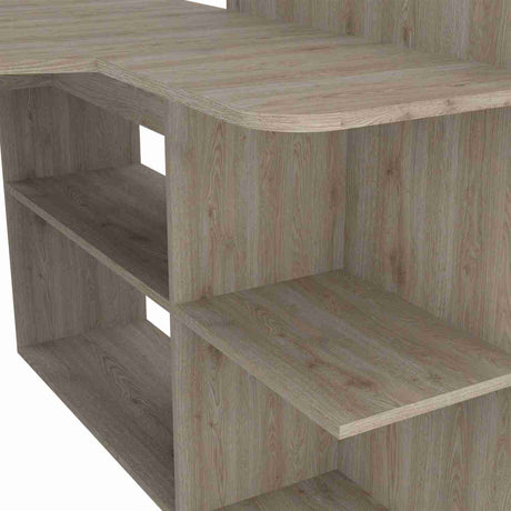 Escritorio en L Masai Ceniza 132x111cm sin Cajones y con Organizador de Libros - Escritorios | Bylmo