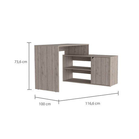 Escritorio en L Rennes Ceniza 117 cm con Dos Entrepaños y Una Puerta - Escritorios | Bylmo