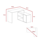 Escritorio en L Rennes Ceniza 117 cm con Dos Entrepaños y Una Puerta - Escritorios | Bylmo