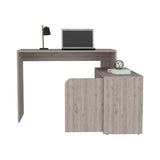 Escritorio en L Rennes Ceniza 117 cm con Dos Entrepaños y Una Puerta - Escritorios | Bylmo