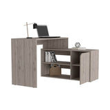 Escritorio en L Rennes Ceniza 117 cm con Dos Entrepaños y Una Puerta - Escritorios | Bylmo