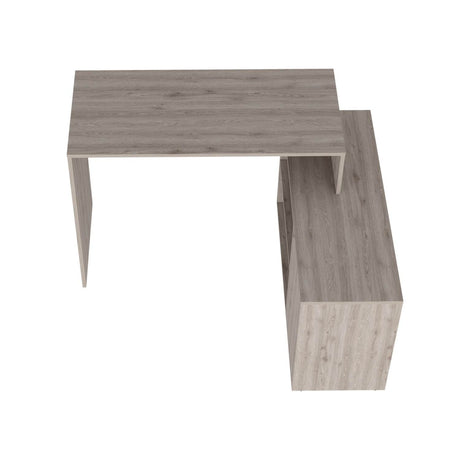 Escritorio en L Rennes Ceniza 117 cm con Dos Entrepaños y Una Puerta - Escritorios | Bylmo