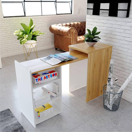 Escritorio Extensible Malbec Duna 148x77cm Con Un Cajón y con Organizador de Libros - Escritorios | Bylmo