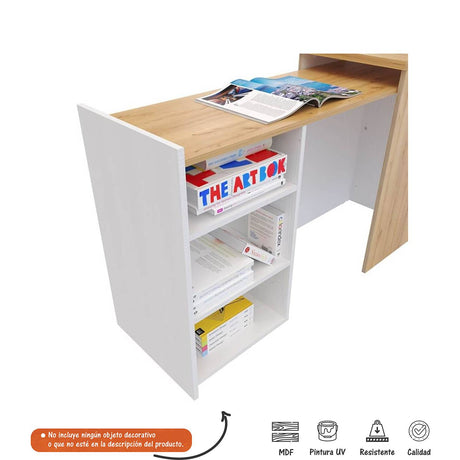 Escritorio Extensible Malbec Duna 148x77cm Con Un Cajón y con Organizador de Libros - Escritorios | Bylmo