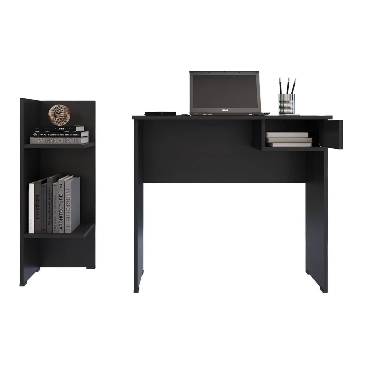 Combo Escritorio y Biblioteca Sahara Wengue 80x73cm Con Un Cajón y con Organizador de Libros - Escritorios | Bylmo