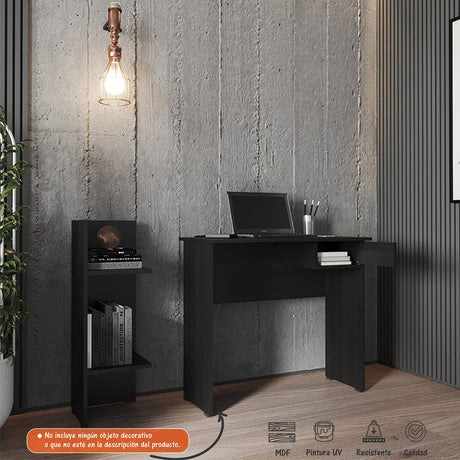 Combo Escritorio y Biblioteca Sahara Wengue 80x73cm Con Un Cajón y con Organizador de Libros - Escritorios | Bylmo