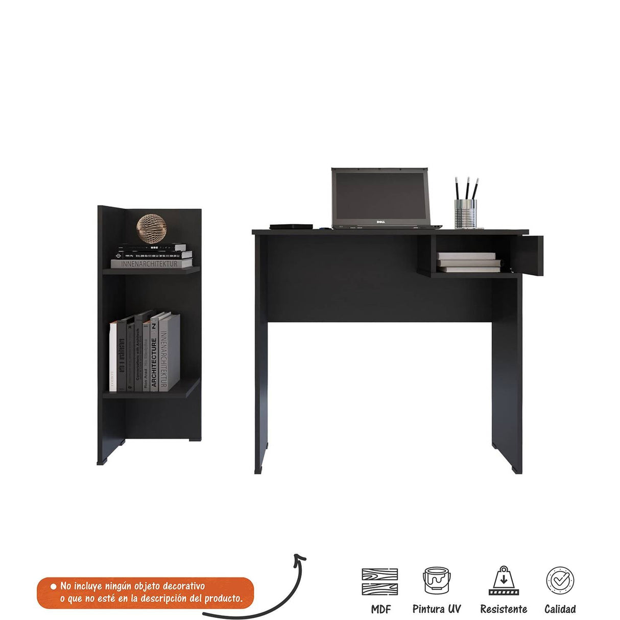 Combo Escritorio y Biblioteca Sahara Wengue 80x73cm Con Un Cajón y con Organizador de Libros - Escritorios | Bylmo