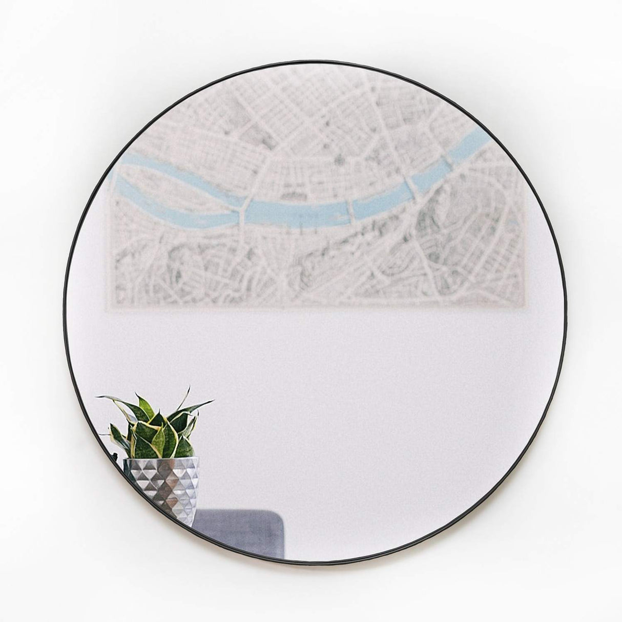 Espejo de Pared Negro 80x80cm Redondo con Marco Metalico - Espejos Decorativos | Bylmo