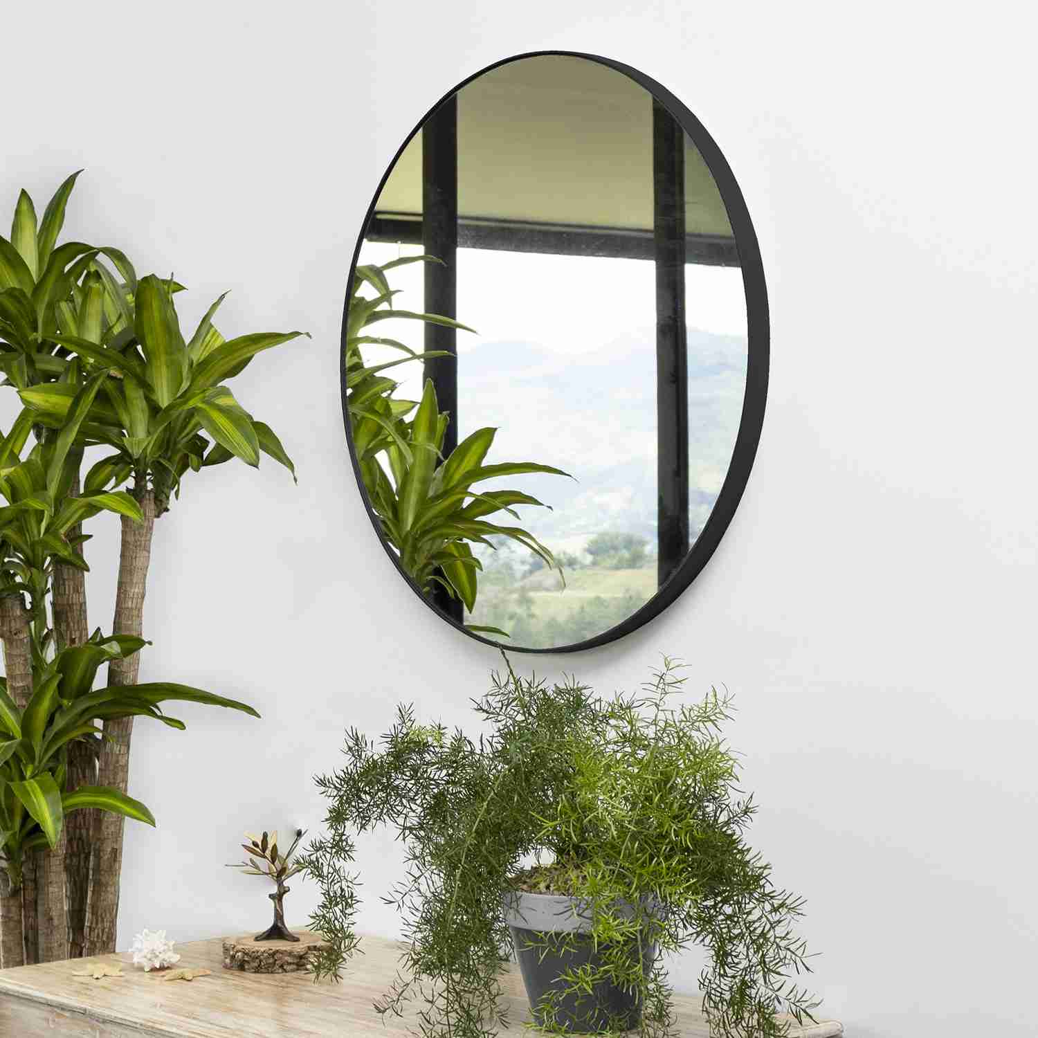 Espejo de Pared Negro 80x80cm Redondo con Marco Metalico - Espejos Decorativos | Bylmo