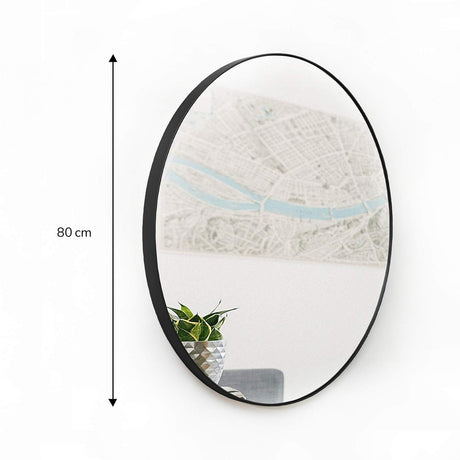 Espejo de Pared Negro 80x80cm Redondo con Marco Metalico - Espejos Decorativos | Bylmo