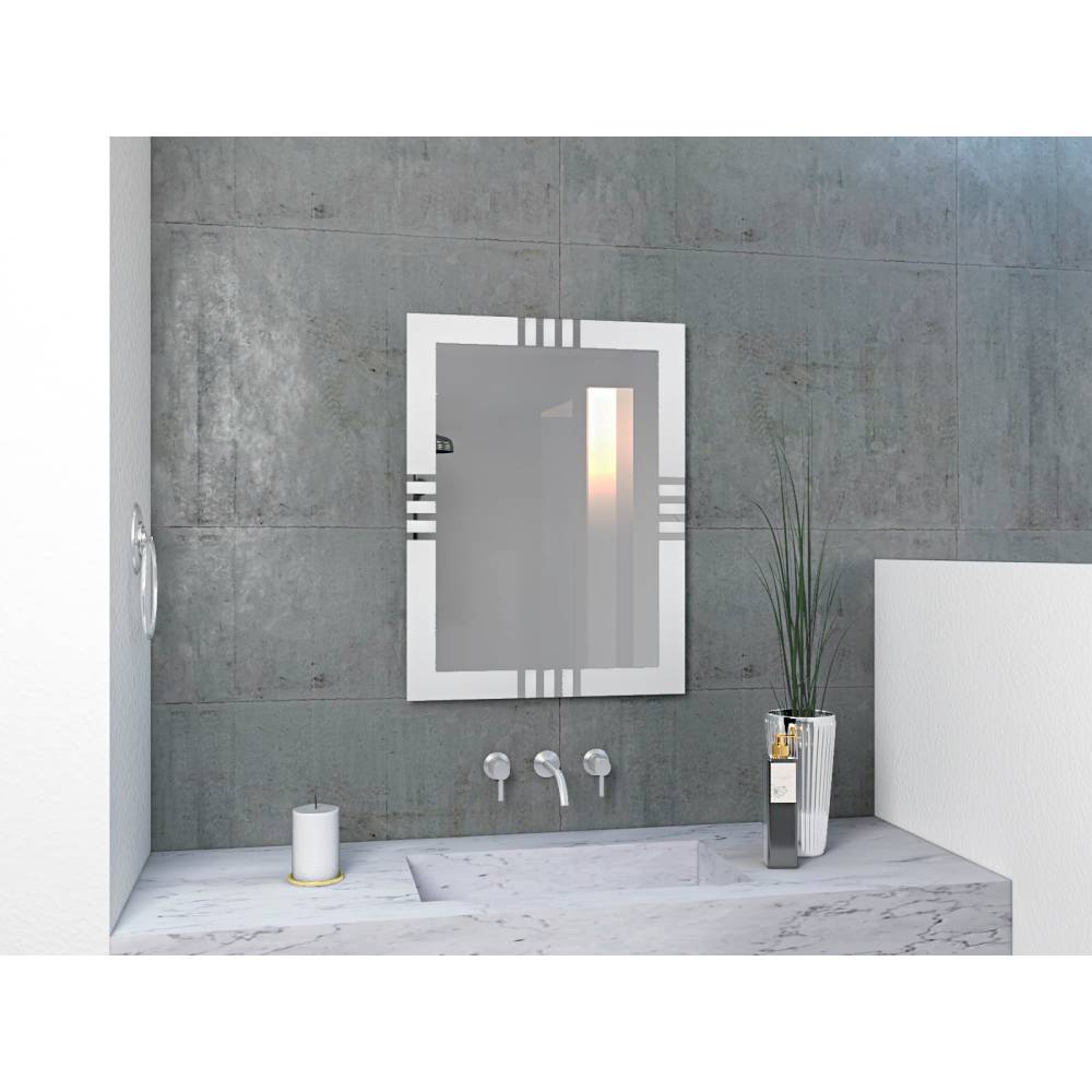 Espejo de Baño Dali Plateado 60x80cm Rectangular con Sandblasting - Espejos de Baño | Bylmo