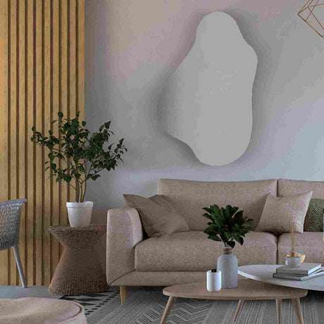 Espejo de Pared Maya Plateado 72x110cm Asimetrico sin Marco - Espejos Decorativos | Bylmo